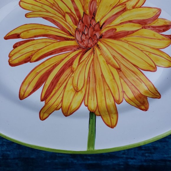 Flower Power Mariposa By Jilly Walsh Orange Zinnia Oval Serving Platter - Picture 5 of 9